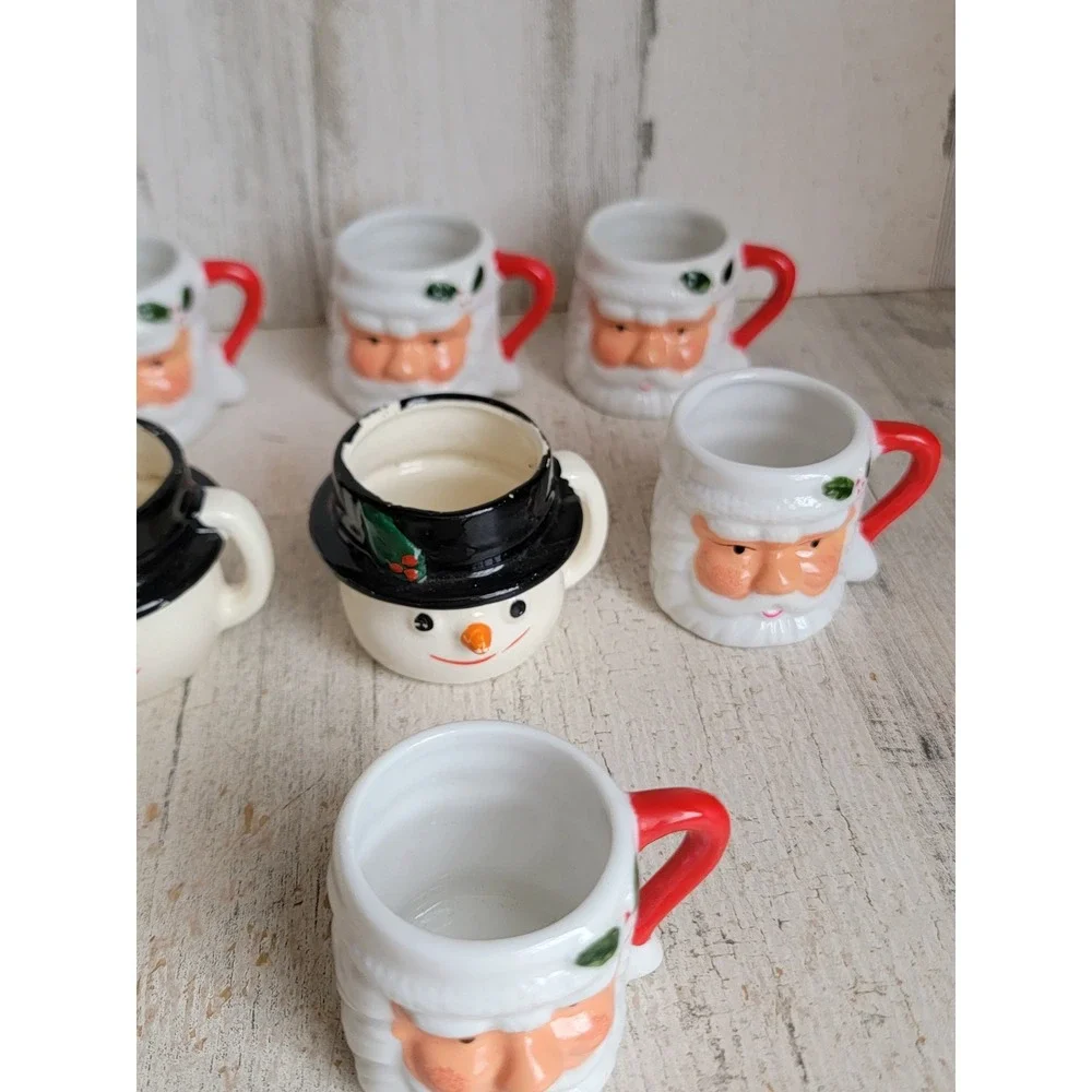 Ceramic Santa Claus mini mug cup snowman Xmas set home kitchen